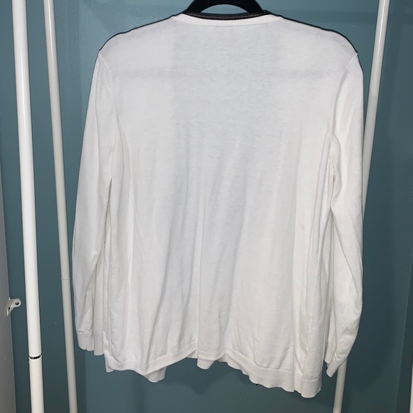 Ann Taylor Faux Leather Piping Sweater - Picture 2 of 6